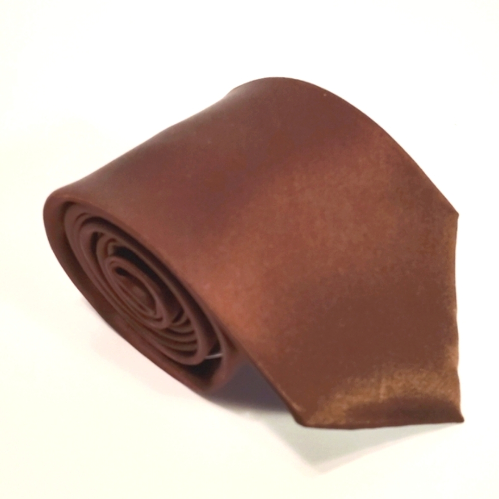 Nubio Necktie Solid Brown Silk Neck  Tie New With Tags